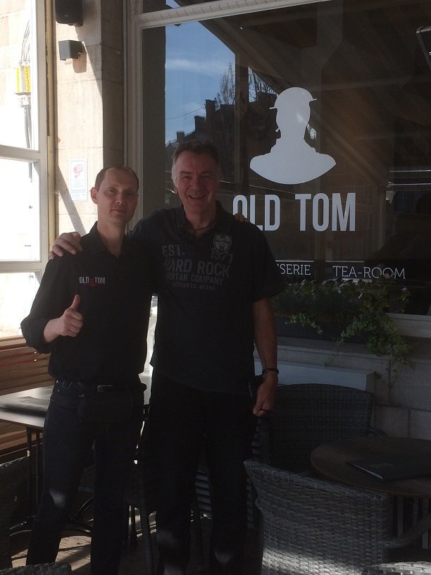 Steve With One Of The Waiters At The Old Tom Hotel In Ypres Square